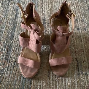 Dusty pink block heel sandals